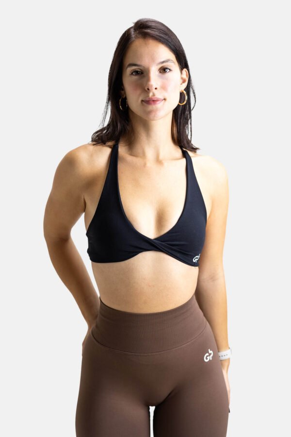 Twist Open Back Bra – Jet Black